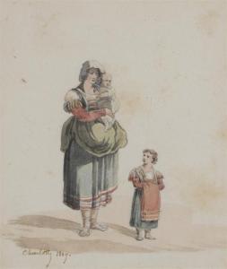 BONAPARTE Charlotte Julie 1802-1839,Jeune paysanne avec ses deux enfants,1819,Daguerre FR 2018-03-23