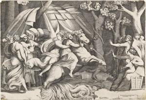 BONASONE Giulio,Cloelia Crossing the Tiber (AFTER POLIDORO DA CARA,1545,Swann Galleries 2023-05-11