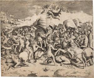 BONASONE Giulio 1498-1580,Der Sieg Konstantins über Maxentius,1544,Galerie Bassenge DE 2022-06-01