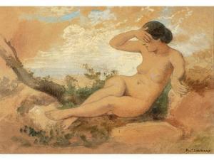 BONAVENTURE LAURENS JOSEPH 1801-1890,Femme dans un paysage,Hôtel des ventes d'Avignon FR 2020-03-07