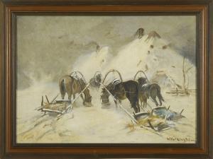 BONCZA RUTKOWSKI Wladislaw,Horses pulling hay in a snow-covered landscape wit,Eldred's US 2011-06-29