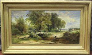 BOND Herbert,Figures on a Bridge in a Rustic Landscape,19th century,Tooveys Auction 2022-01-18