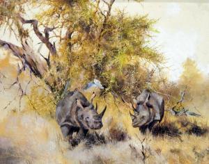 BOND Robin 1916-2002,Rhinos in the Bush,1992,The Cotswold Auction Company GB 2016-09-27