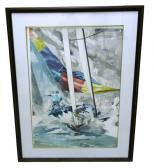 BOND Willard 1926-2012,Two figures steering racing sailboat,c.1984,Winter Associates US 2015-11-02