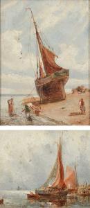Bond William Joseph Julius Caesar,A boat beached on the shore,1889,Woolley & Wallis 2023-09-05
