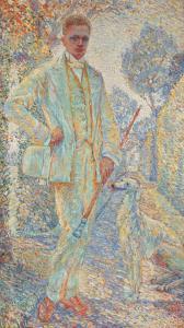 BONDY Walter 1880-1940,Elegant young man with walking stick and greyhound,1909,Nagel DE 2024-02-07