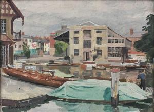BONE Stephen 1904-1958,Boats at Folly Bridge, Oxford,1938,Woolley & Wallis GB 2023-12-13