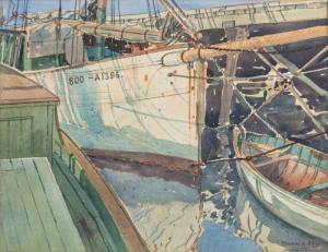 BONE Thomas Henry 1901-1953,Moored Boats,Mossgreen AU 2017-12-04