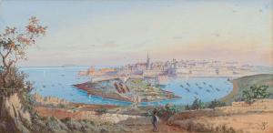BONELLO Giovanni 1858-1920,A harbour view, probably the grand harbour ,Bearnes Hampton & Littlewood 2023-01-17