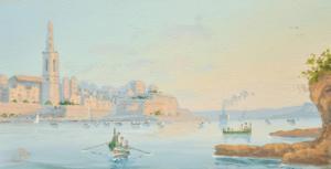BONELLO Joseph 1878,Maltese, a pair of Maltese Harbour views,John Nicholson GB 2022-09-07