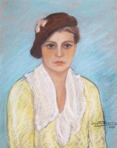 BONEMINI Juliette 1900-1900,Portrait of a lady wearing yellow,1935,Woolley & Wallis GB 2010-12-08