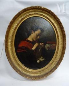 BONET Jacques Louis 1822-1894,Femme tricotant,1866,Millon & Associés FR 2021-09-29
