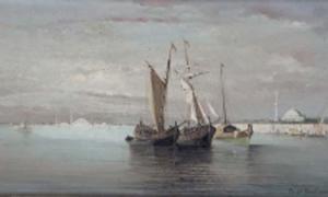 BONHEUR Ferdinand 1817-1887,barques de pêches près de constantinople,Mercier & Cie FR 2004-02-15