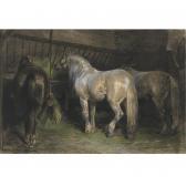 BONHEUR Rosa Marie 1822-1899,HORSES EATING HAY IN A STABLE,Sotheby's GB 2007-11-29