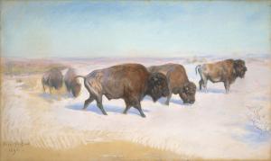 BONHEUR Rosa Marie 1822-1899,L\’Émigration des bisons,1896,Christie's GB 2024-03-20