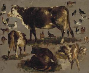 BONHEUR Rosa Marie,Studies of Cows, Hens, Roosters, a Goose and a She,Christie's 2014-10-27
