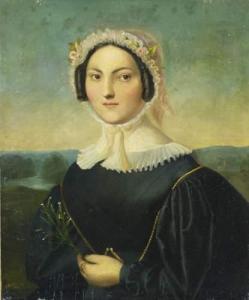 BONHOMME Paul 1800-1800,Portrait de femme au bonnet,1832,Cornette de Saint Cyr FR 2010-05-12