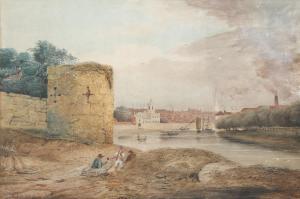 BONINGTON Richard Parkes 1802-1828,castle beside a river,Burstow and Hewett GB 2023-07-20