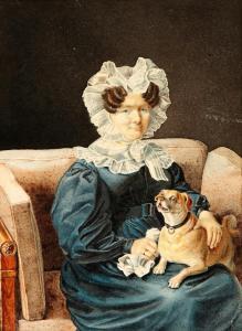 BONJOUR Jean Baptiste 1801-1882,Dame mit Hund,Zofingen CH 2012-11-29