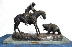 BONNARD HENRY,A rifle bearing horseman facing off with a grizzly,California Auctioneers 2019-09-22