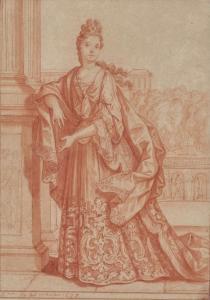BONNART Henri 1642-1711,Portrait d'une dame de la cour en pied,1697,Aguttes FR 2024-03-21
