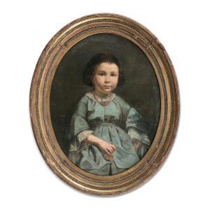 BONNAT Léon Joseph Florentin,PORTRAIT DE JEUNE FILLE À LA ROBE BLEUE,19th century,Tajan 2025-01-31