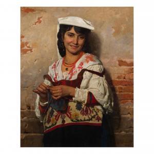 BONNAT Léon Joseph Florentin 1833-1922,Portrait of a girl knitting,1869,Bonhams GB 2025-01-30
