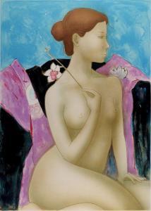 BONNEFOIT Alain 1937,Femme à l'orchidée,1986,Yann Le Mouel FR 2024-02-04