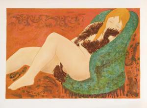 BONNEFOIT Alain 1937,Nude in Green Chair,1975,Ro Gallery US 2024-02-07