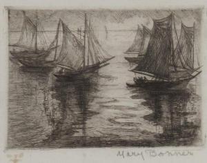 BONNER MARY 1887-1935,Untitled (Sailboats in harbor),Dallas Auction US 2021-02-24