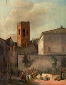 BONNET Denis 1789-1877,Scène de marché à Carpentras,1838,Aguttes FR 2011-03-30