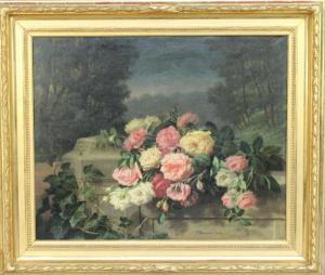 BONNETT Janette,Jetée de roses sur la balustrade,1878,Auxerre Enchères FR 2020-02-09