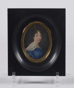 BONNEVAL 1800-1800,une jeune femme à la robe bleue et au peigne d\’écaille,Adjug'art FR 2020-10-20