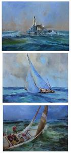 BONNEY RICHARD,Figures in a yacht in choppy waters,Mallams GB 2015-07-08