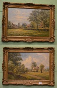 BONNY John 1875-1948,A pair of pastoral landscapes with cottages, figur,Tennant's GB 2019-02-01