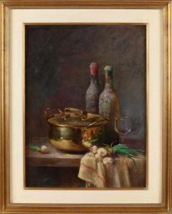 BONO DUGELAY Anna 1900-1900,Still life with onions, wine, copper,1930,Twents Veilinghuis 2019-10-04