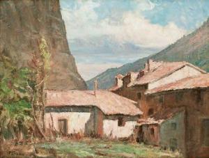 BONO Primitif 1880-1955,Vue de village,Saint Germain en Laye encheres-F. Laurent FR 2014-05-25