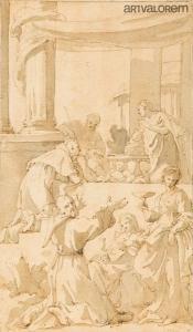 BONONI Carlo 1569-1632,La Sainte famille adorée par les saints,Art Valorem FR 2024-03-21