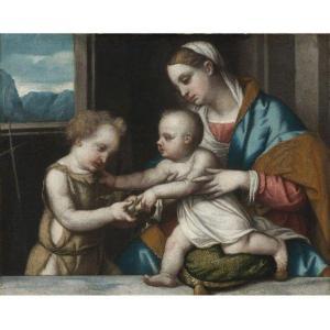 BONVICINO MORETTO DA BRESCIA Alessandro 1498-1554,MADONNA AND CHILD WITH THE INFANT SAINT,Sotheby's 2011-01-27