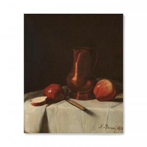 BONVIN Francois,Nature morte, pommes et un pichet en cuivre,1854,Cornette de Saint Cyr 2024-02-21