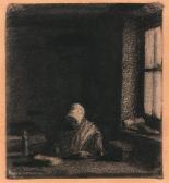 BONVIN Léon 1834-1866,Femme à l\’ouvrage près d\’une fenêtre,1855,Daguerre FR 2018-03-23