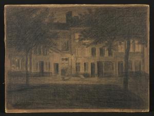 BONVIN Léon 1834-1866,Vue nocturne de plusieurs façades de maisons, des ,Daguerre FR 2024-03-22