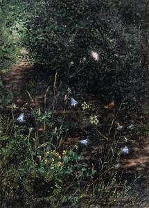 BONVIN Léon 1834-1866,Wildflowers on a Wooded Path,1865,Skinner US 2020-05-31