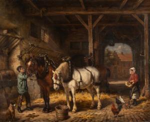 BOOGAARD Willem Jacobus 1842-1887,Figures and Horses in a Stable,Abell A.N. US 2024-03-10