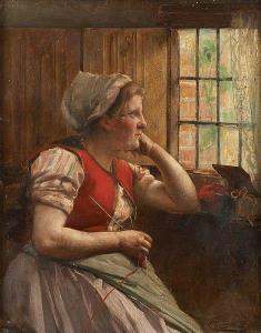 BOOM Charles 1858-1939,Jeune couturière à la fenêtre,Horta BE 2019-12-09