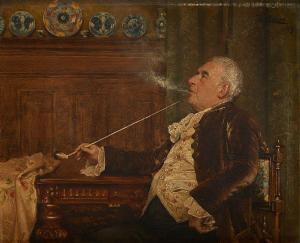 BOOM POTHUIS Charles 1867-1945,Le fumeur de pipe satisfait,Horta BE 2017-04-24