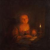 BOONEN Arnold 1669-1729,A girl reading by candlelight in an interior,Bruun Rasmussen DK 2008-11-18