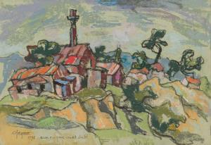 BOONZAIER Gregoire Johannes 1909-2005,Village with Church Spire,1992,Strauss Co. ZA 2024-04-15