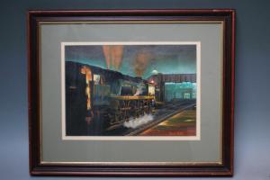 Booth Franklin 1874-1948,An evening railway scene with steam locomotive ent,Cuttlestones 2018-11-22