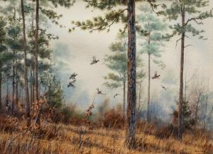 BOOTH Herb 1942-2014,Quail in Pine Forest,Hindman US 2023-05-04